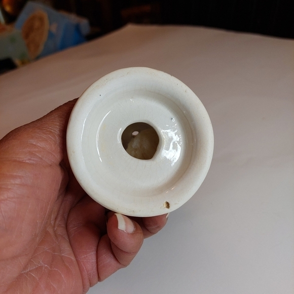 Vintage* 70s Burnside Pottery Purple Thistle Porcelain Bell-shaped Potpourri - Picture 7 of 9